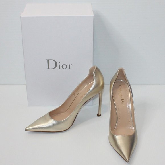 Christian Dior Gold Metallic Lambskin D-Moi Pumps size EU 40 / US 10 NEW $750 - Picture 1 of 10